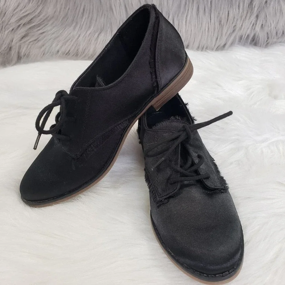 Sugar dramadays black satin oxford shoes woman's size 7 NEW no lid on box - Picture 1 of 9